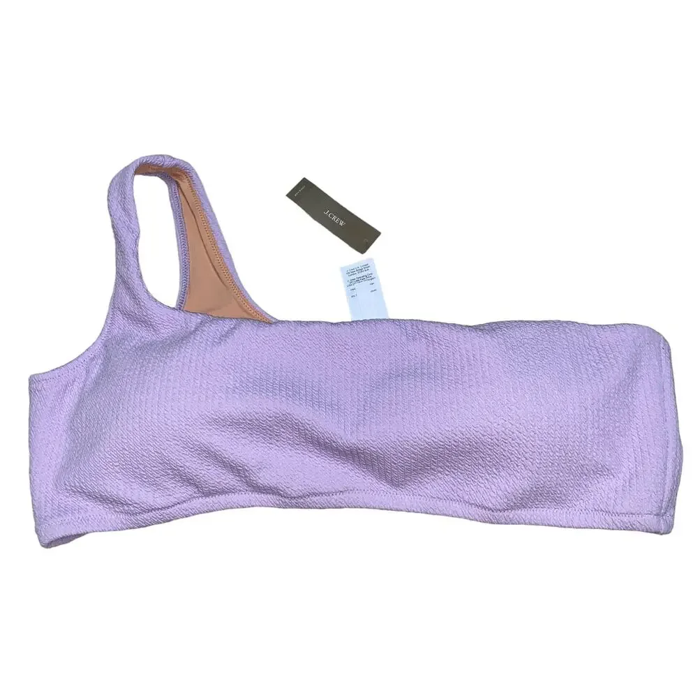 New J. Crew Lilac Purple Textured One Shoulder Bikini Swim Bathing Suit Top 2X